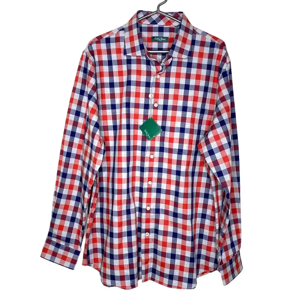 Bobby Jones Plaid 100% Cotton Checkered XL Shirt NEW